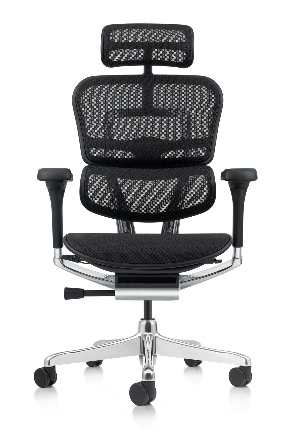 Visualize healthy sitting with the Ergohuman Elite G2’s advanced side profile, showcasing the automatic lumbar support that actively flexes to maintain your natural S-curve 