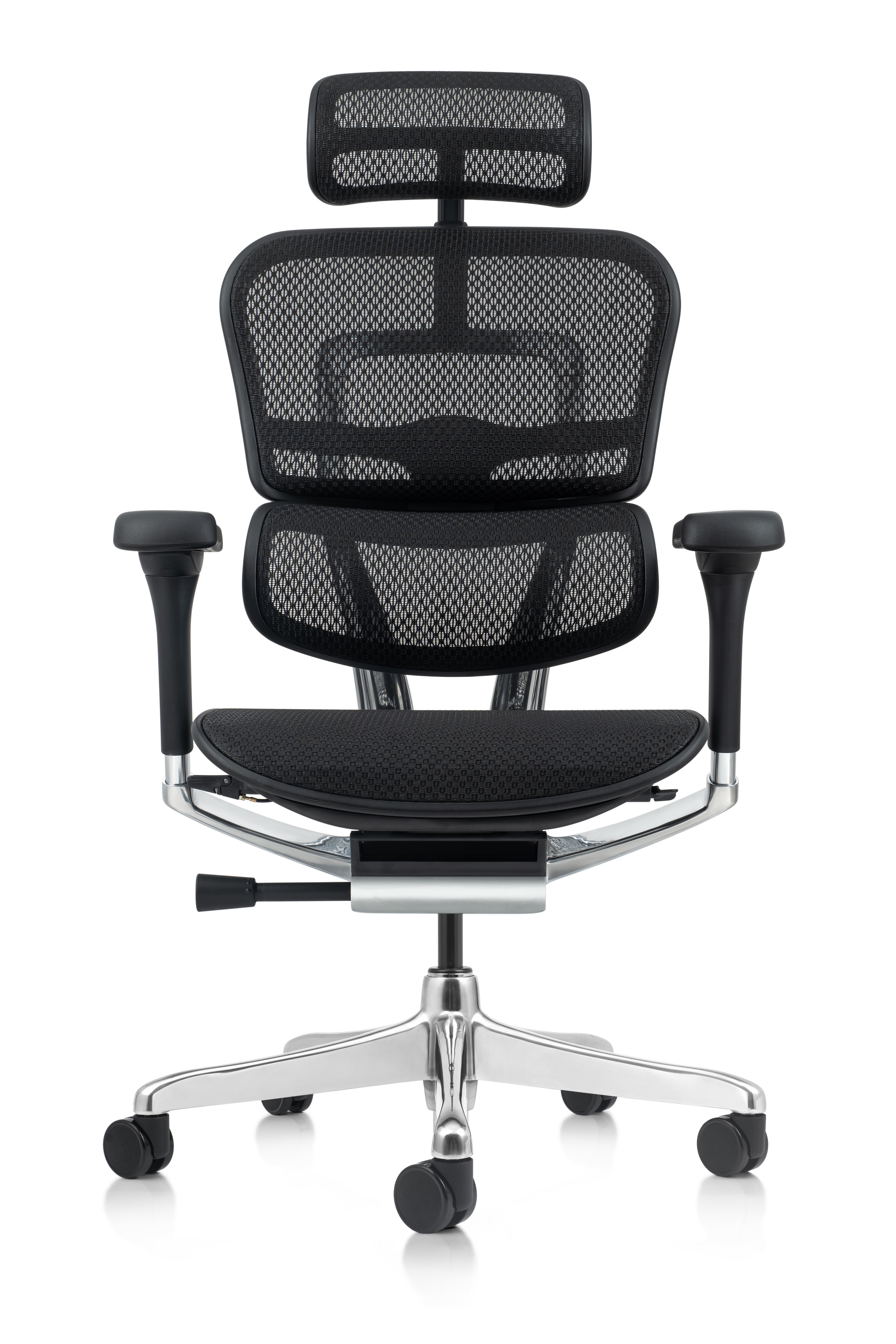 Visualize healthy sitting with the Ergohuman Elite G2’s advanced side profile, showcasing the automatic lumbar support that actively flexes to maintain your natural S-curve 