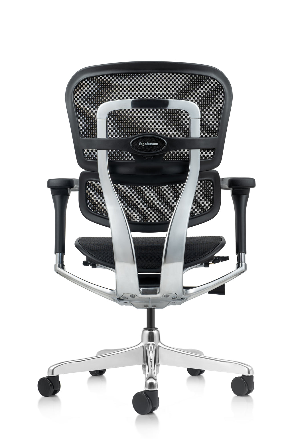 The low-profile silhouette of the Ergohuman Elite G2 Mid-Back viewed from behind, offering the same iconic lumbar support in a compact form factor