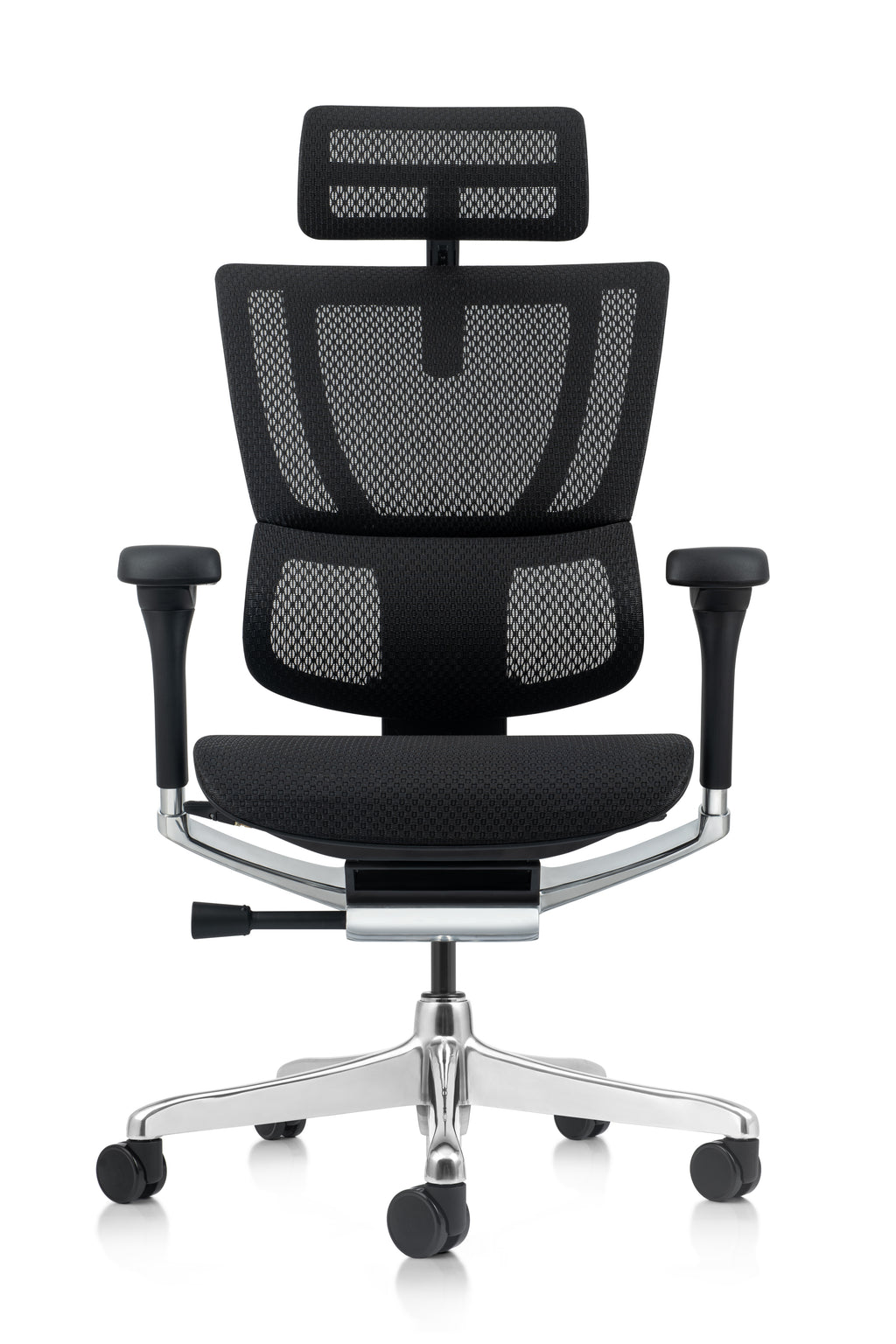 Command your workspace with the Mirus Elite G2, a fully customizable ergonomic chair standing ready to deliver precision comfort via its intuitive single-lever control system 