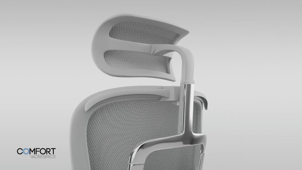 Visual guide illustrating headrest height and angle adjustments for seamless neck support and instant comfort in both focused and reclined positions